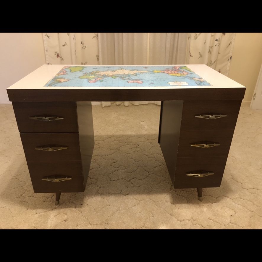 Rare Antique World Map Desk 