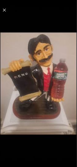 FRENCH WAITER CHALKBOARD MENU DISPLAY AND WATER BOTTLE HOLDER