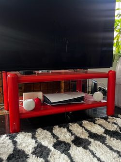 urban outfitters red coffee table / tv stand