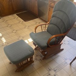 Oak Rocking Chair And Ottoman. Freshly Oiled. 