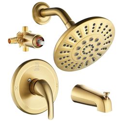 CATTSHO Shower Faucet Set Brushed Gold | $80 on Amazon