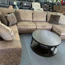 Brand New Ashley Couch ❗Abalone Chocolate Sectional Oversized 