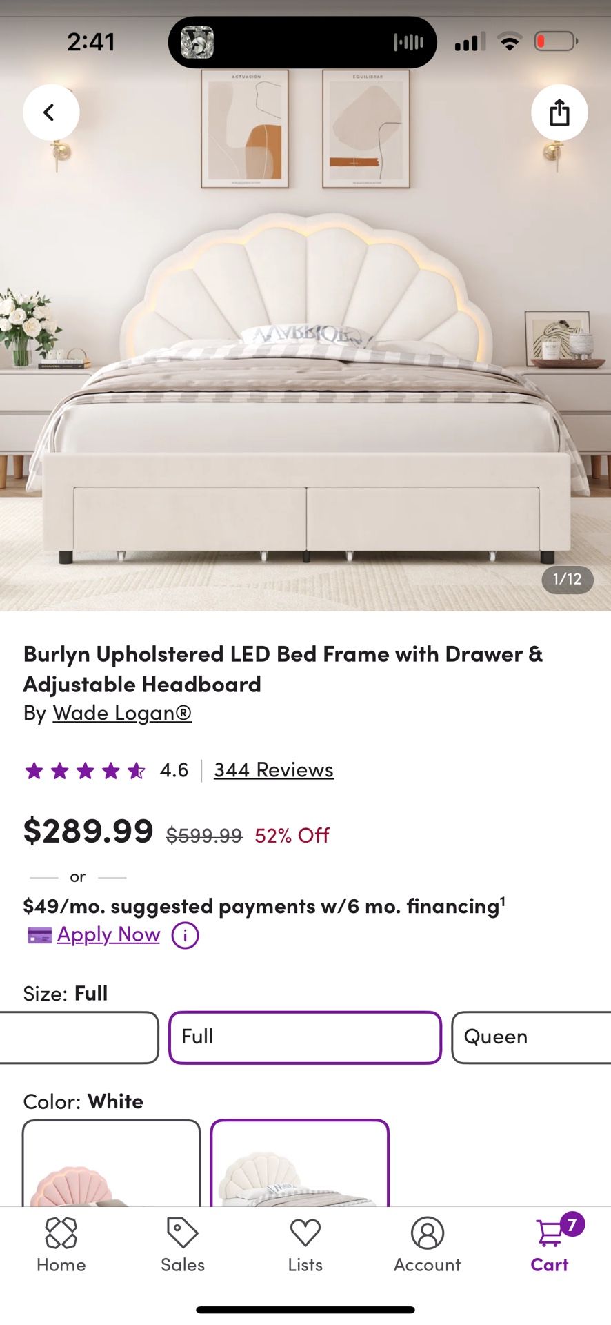 seashell led headboard queen size