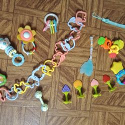 Lot Of Teethers,Rattles, Keys and Pacifier Holder 
