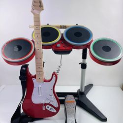 Rock Band 4 PS4 Red Bundle Fender Guitar Drums PlayStation Target