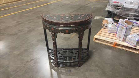 Vintage Chinese black lacquer demi-lune table