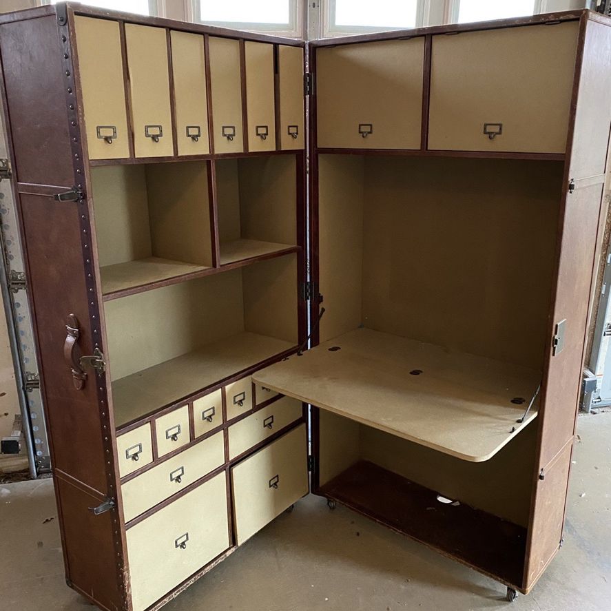 Restoration Hardware Eldon Steamer Trunk Storage Vanity Desk, 52% Off