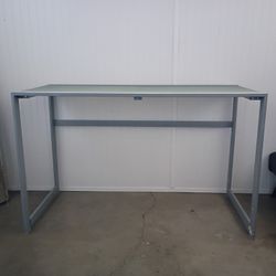 Home & Garden..Nice Desk Grey Metal Frame And Frosted Glass