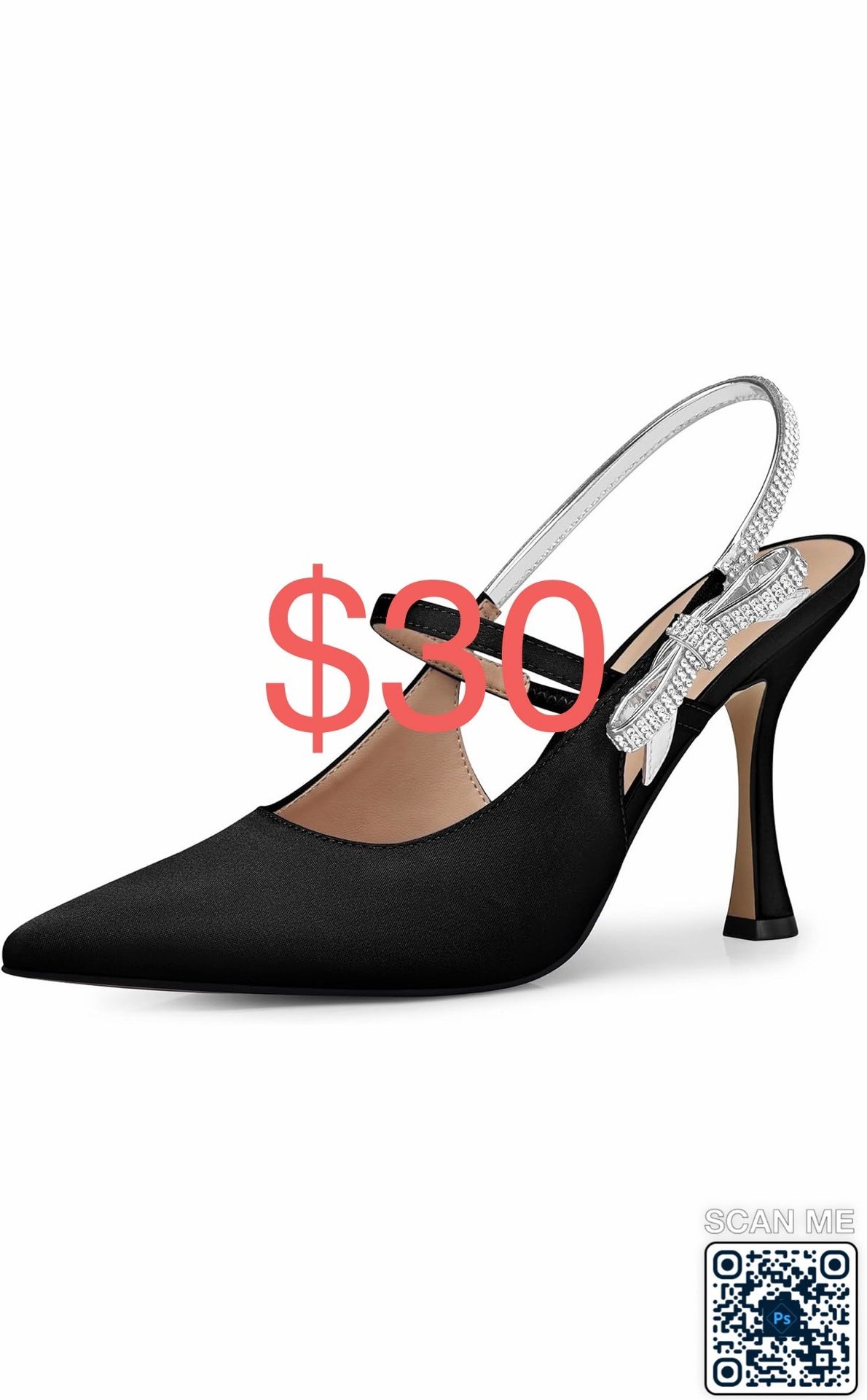 Women Kitten Heel Pumps: 3.8 Inch Rhinestone Bow Bride Wedding High Heels,Ceremony Prom Ankle Strappy Dress Shoes, Sexy Night Party Dance Sparkly Pump