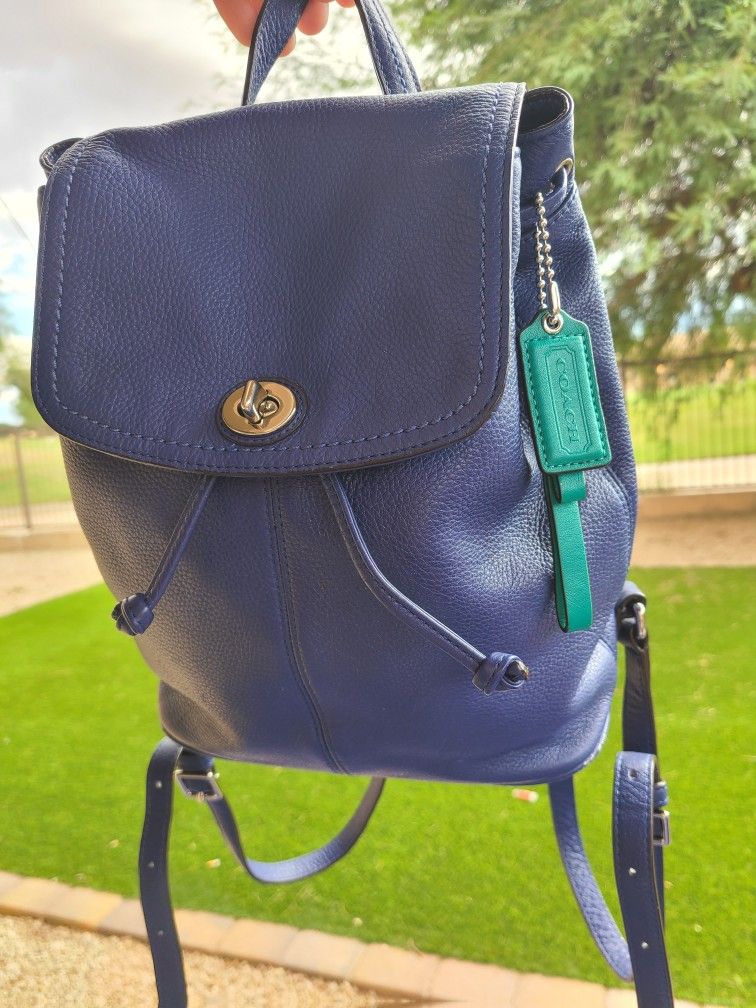 Coach Blue Turnlock Backpack