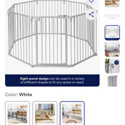 Frisco Steel 8 panel configurable dog gate and playpen, 30-in, white