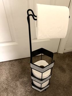 New! Black rhinestone Toilet Paper Holder With Storage