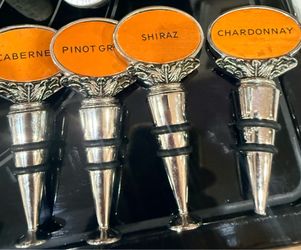 Wine bottle markers silver toned
