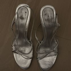 Silver Metallic Strappy Heel