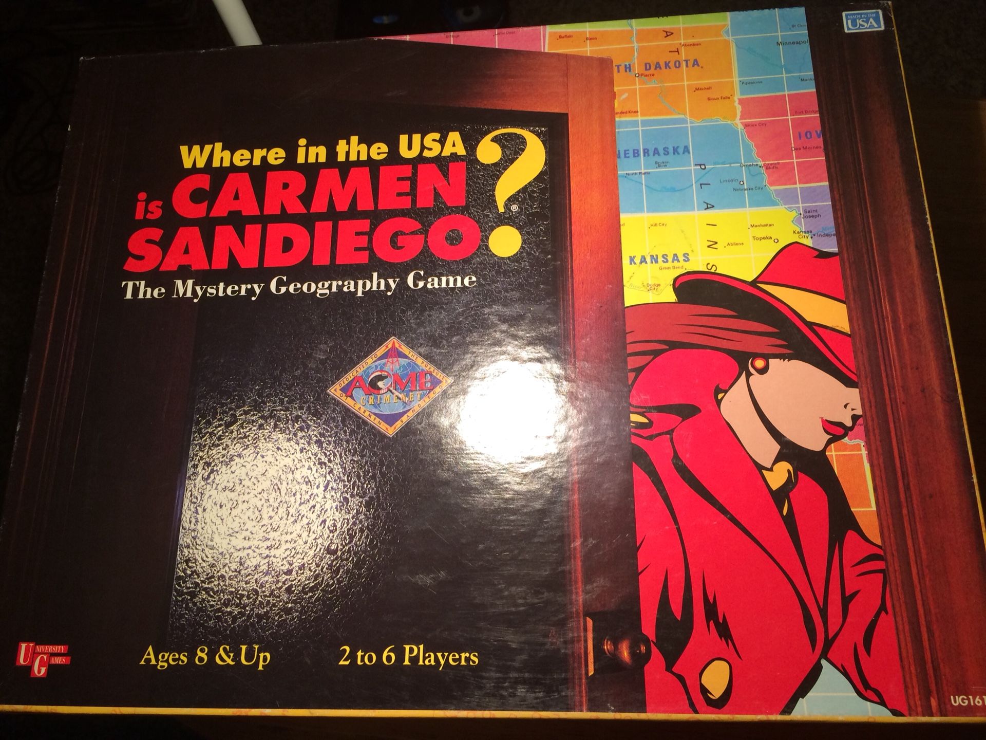 Where In The USA Is Carmen Sandiego? Board Game (looks complete has some damage shown in photo good for parts) #carmensandiego #boardgame