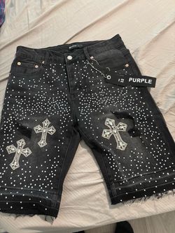 Purple jeans shorts