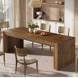 YT0075 Solid Wood Dining Table for 6-10, 78.7" Rectangular Kitchen Table for Dining Room