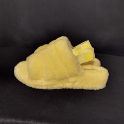 Women's Yellow Strap Fluff Yeah UGG Sandals (Size 7)