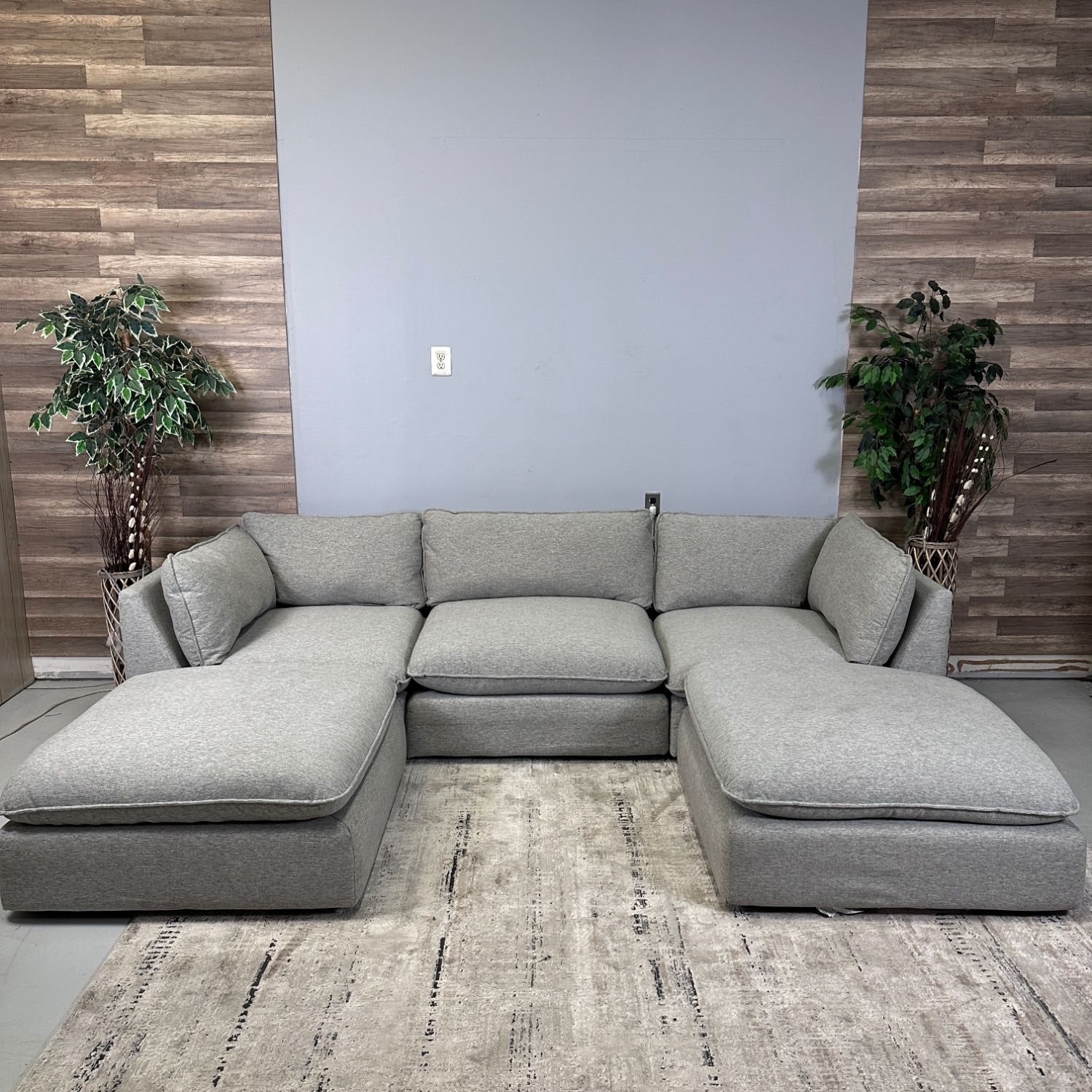 5-Piece Grey Cloud Couch With Ottoman - Delivery Available