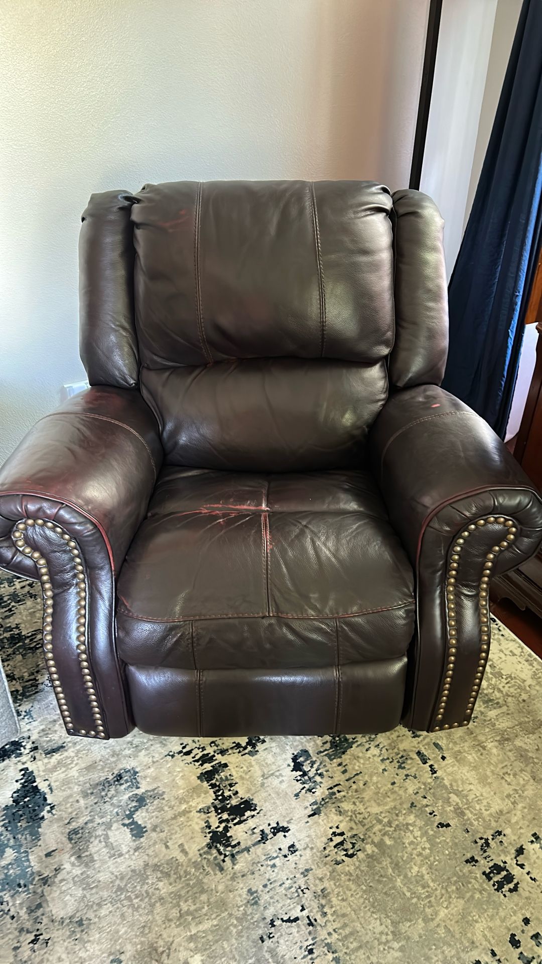 Brown leather recliner