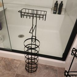 Black Toilet Paper Holder With Shelf
