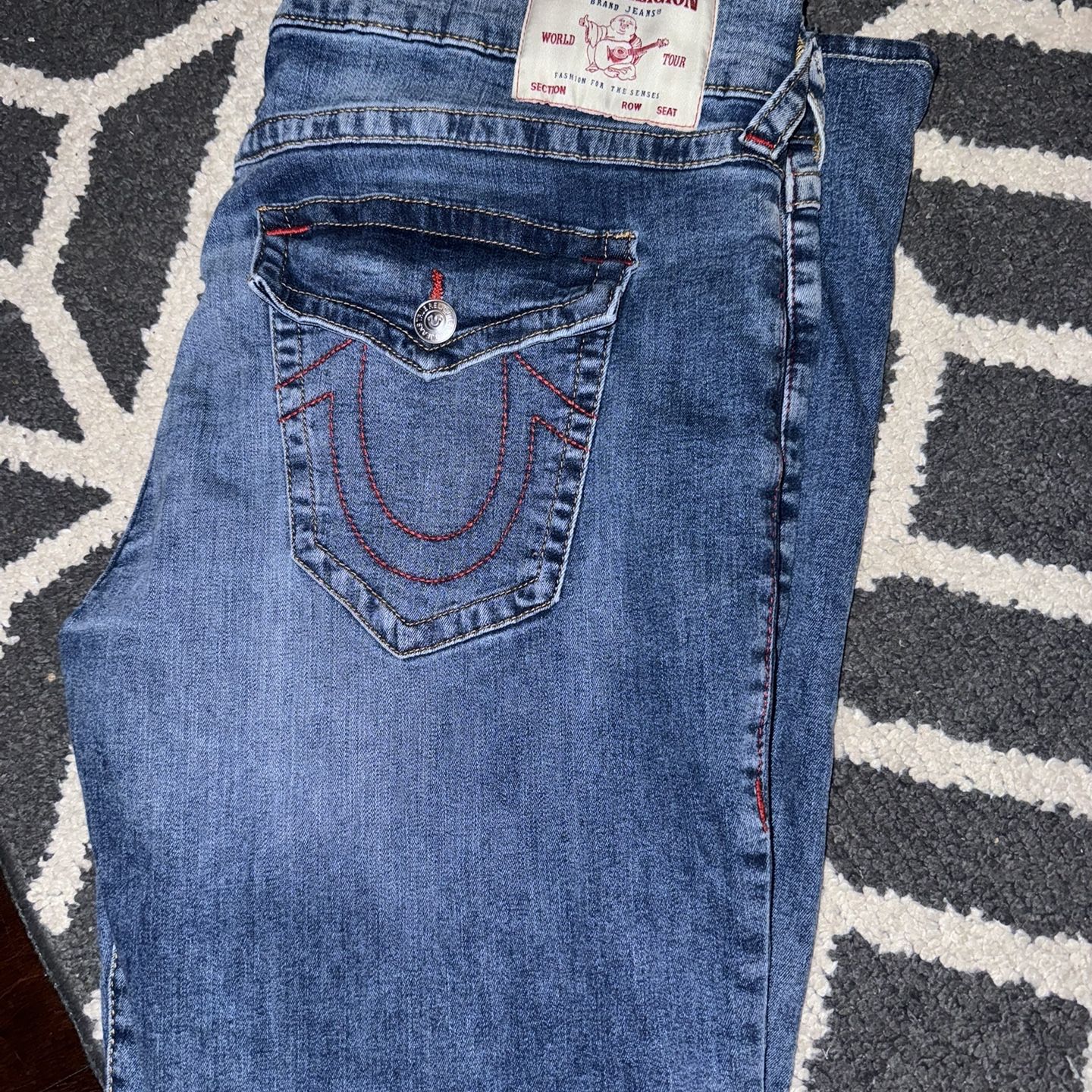 Blue Red Stitching True Religion Jeans Size 38 Waist