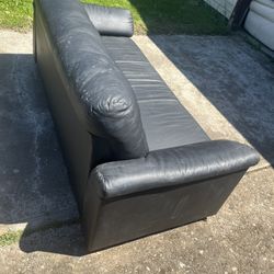 Black, leather couch