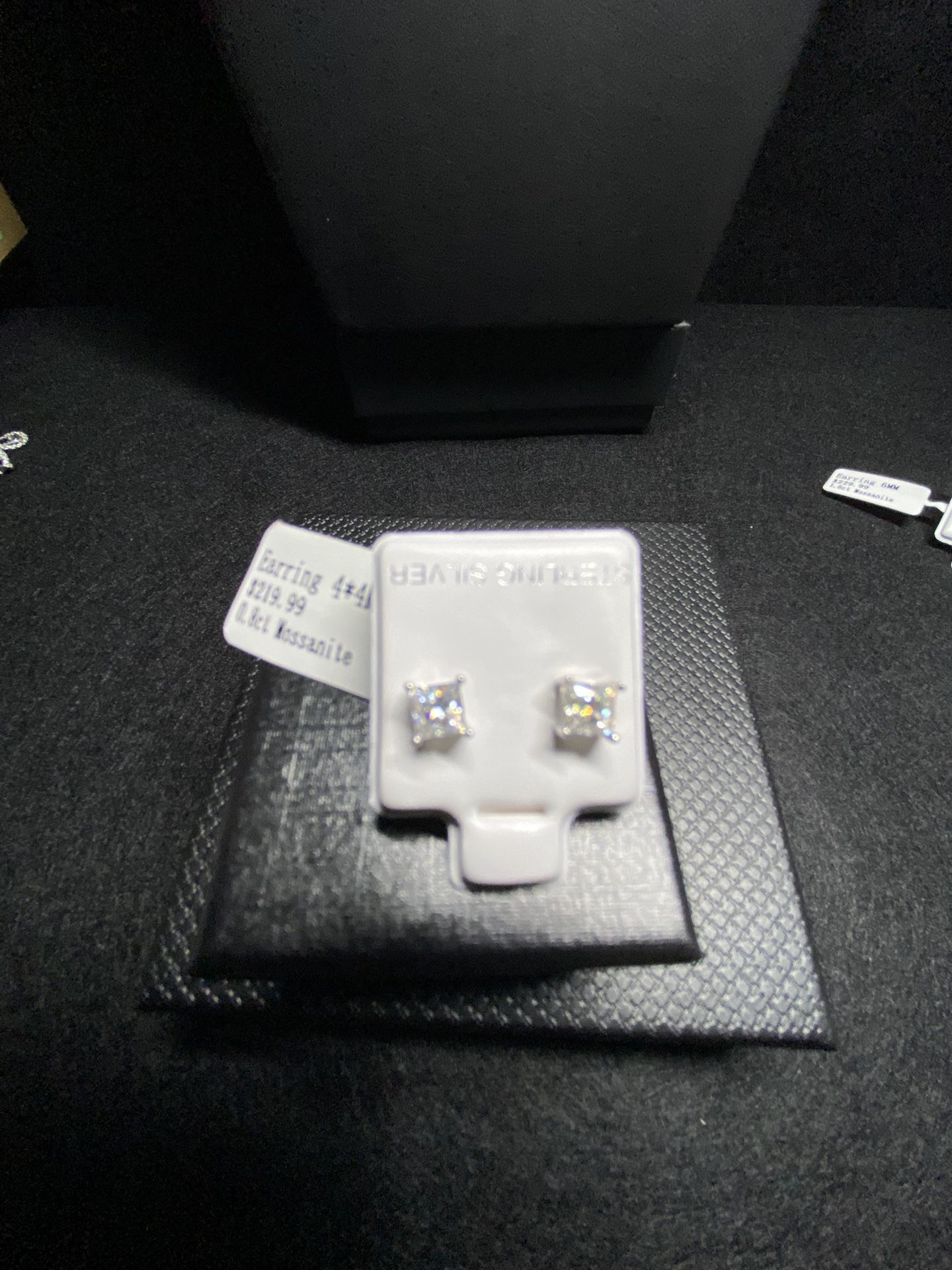 Silver Square Moissanite Diamond Earrings