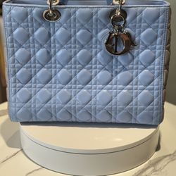 Dior Blue Quilted Tote Bag 