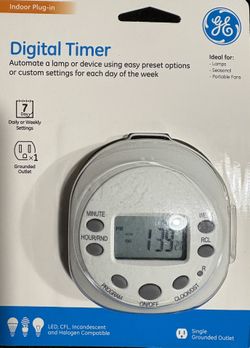 3 GE 7-Day Programmable Digital Timers, 1 Outlet Grounded,Plug-In Indoor