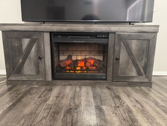 Rustic Gray TV Stand with Electric Fireplace – $175 OBO
