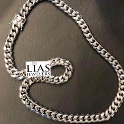 New 18k White Gold Cuban Link Chain 