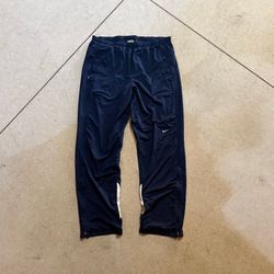 Nike FitDry Track Pants Mens Medium Navy Blue White Stripe Zip Ankle Y2K