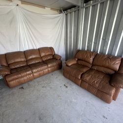Two Brown Couches