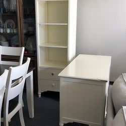 Bellini  Creamy White Desk And Bookshelf And Chair