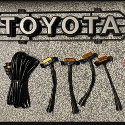 Toyota Nameplate, 4PCS LED Front Grille Raptor Lights with Fuse & Wiring Harness, Compatible with 2016 2017 2018 2019 Toyota Tacoma TRD Pro (Amber)