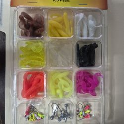 Crappie King Fishing Plastic Lures And Hooks 100 Piece Set