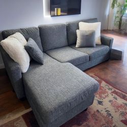 Dark Gray Stark Modern 80" Sectional Sofa with Reversible Chaise by Living Spaces
