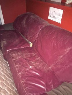 Red leather sleeper sofa
