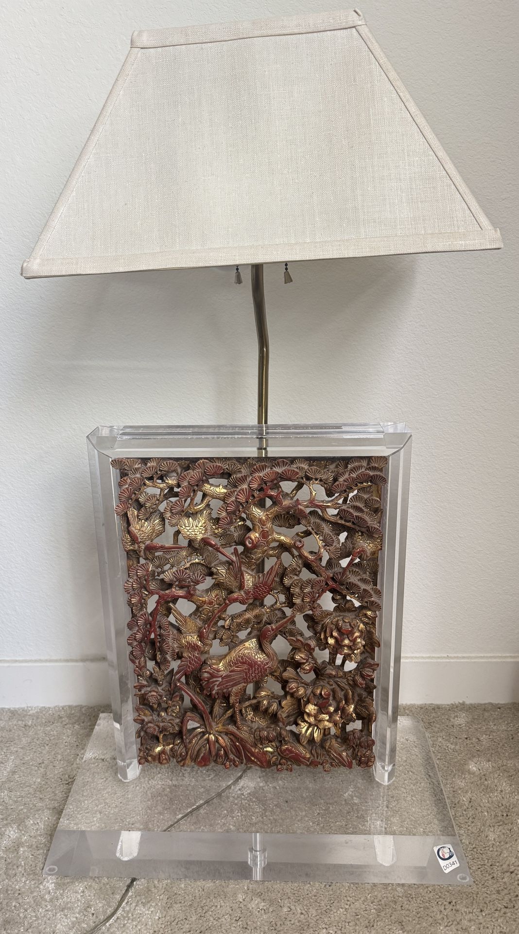 Antique Wood carving and acrylic base lamp