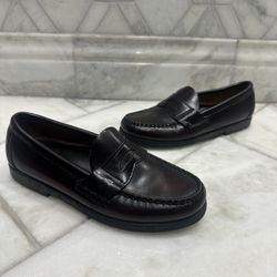 Size 3 Youth Boys Sperry Dark Brown Slip On Loafer Dress Shoes