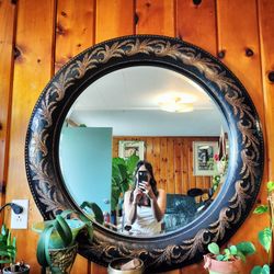 Large Black and Gold Bronze Wall Mirror