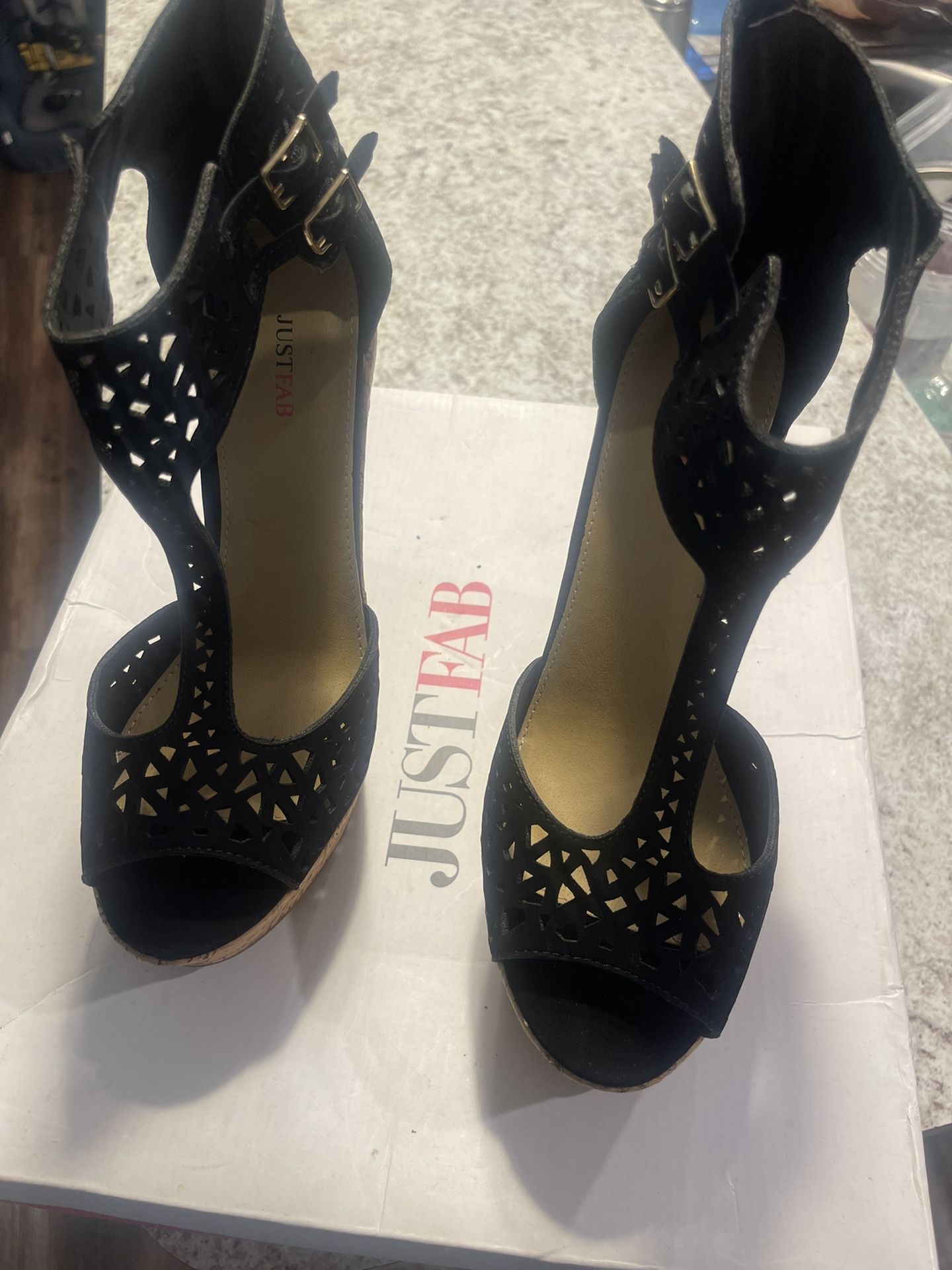 Black Wedge Heels