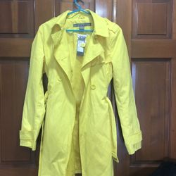 NEW Kenneth Cole Yellow Trench Rain Jacket