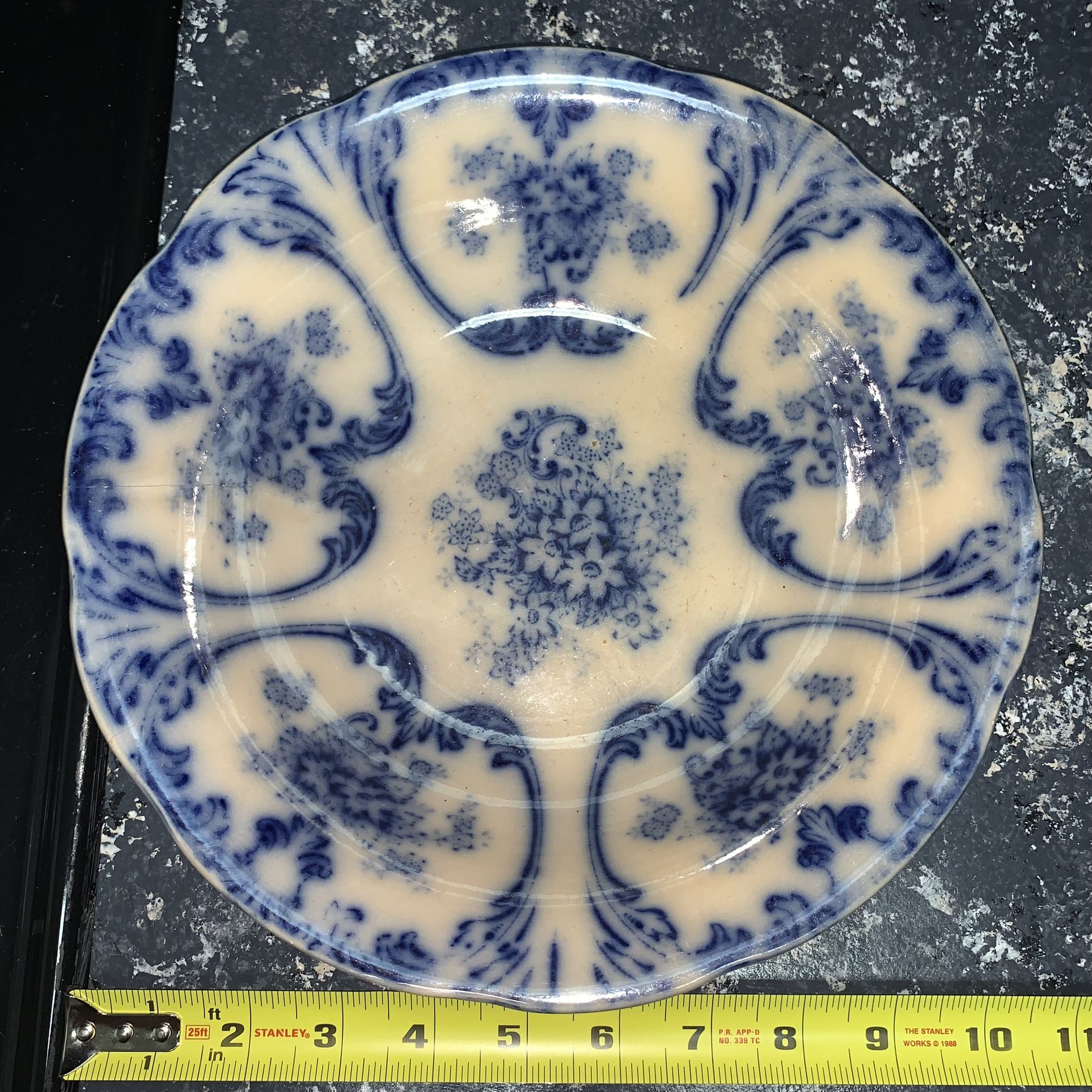 New Condition Libertas Prussia Blue Flow bowl - 10" - antique blue flow - antique china - 1880s 