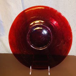 DEPRESSION GLASS COLLECTIBLE VINTAGE 1930’s RUBY RED HAND PRESSED by ANCHOR HOCKING 131/4 Inches PLATTER RARE TRANSLUCENT SIGNATURE RED