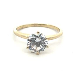 Woman’s Ladies 14k Yellow Gold CZ Cubic Zirconia Solitaire Engagement Ring Size 7 GP3126034