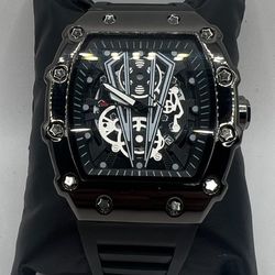 Men’s Watch Fashion Black Sport Watch With Black Silicon Black Band