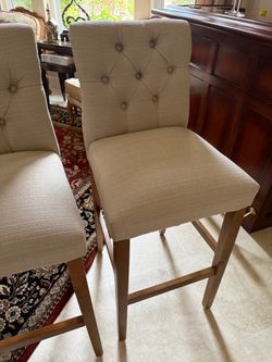 Tufted Upholstered Bar Stools – Set of 2