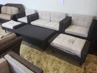 New 6pc outdoor patio furniture seating set sunbrella fabric tax included